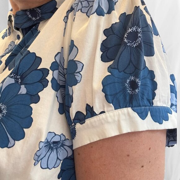 ModCloth x Collectif Blue Floral Peplum Blouse with Hedgehogs – Size 20 - Picture 3 of 13